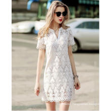 Summer Geometrical Pattern Lace V-Neck Women′s Dress